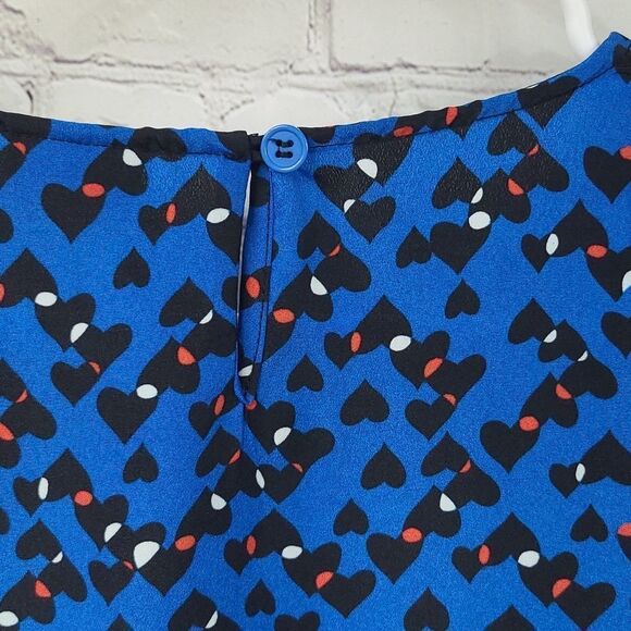 Cato Girls Royal Blue Ditsy Hearts Lightweight Long Sleeve Keyhole Dress XL 16 - Picture 6 of 8